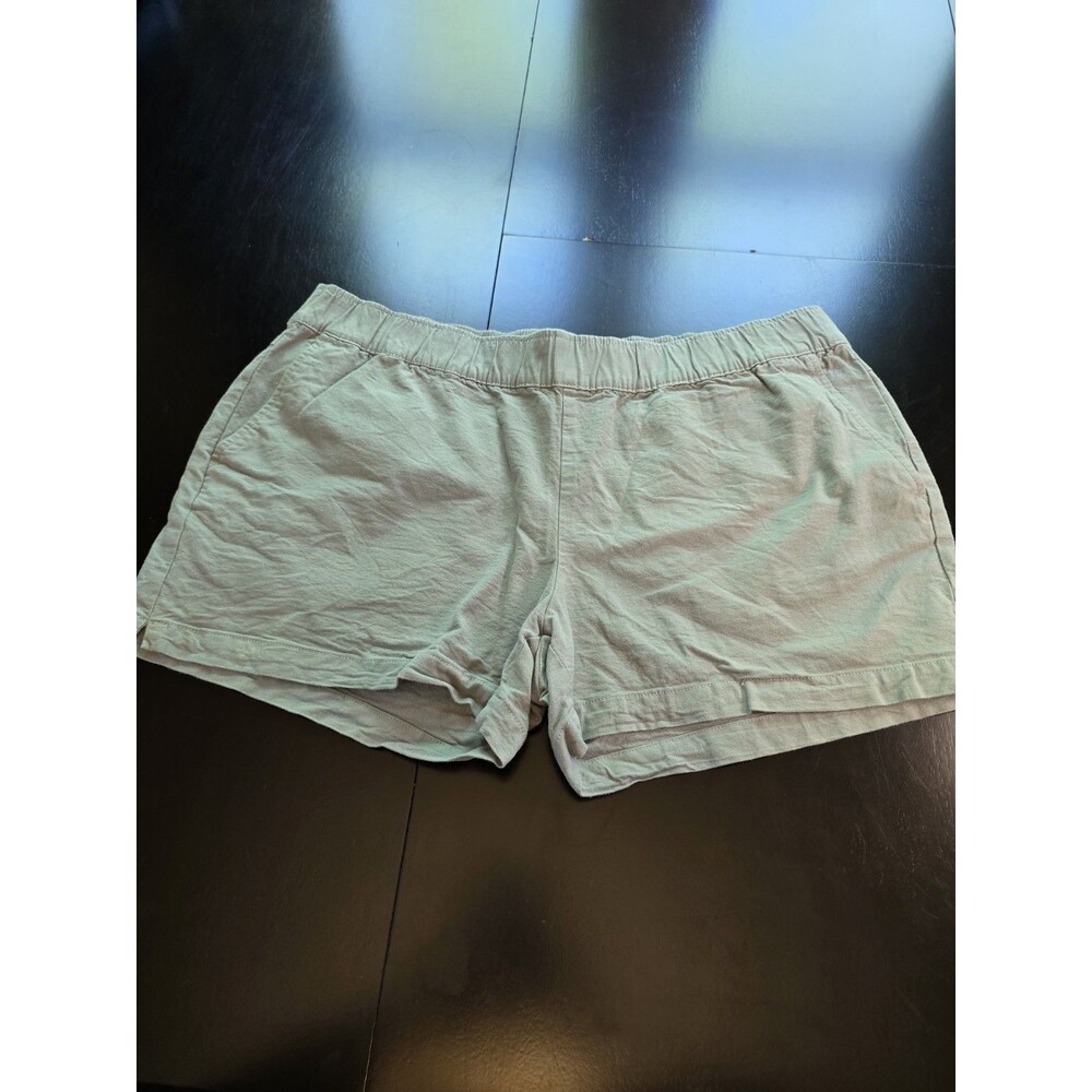 Free Fly Women's XL Bamboo Canvas Pull-On Shorts Green Elastic Waist Pockets